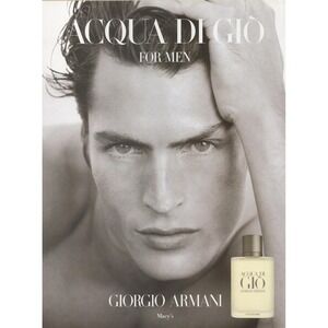 Vintage 1999 Giorgio Armani Acqua Di Giò Print Ad Fragrance Sample 2-Sided Y2K